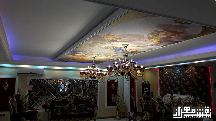 سقف پارچه ای چاپی طرح کلاسیک