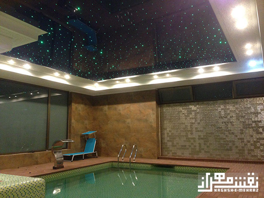 سقف کششی براق با نورپردازی آسمان شب